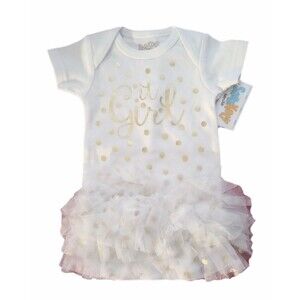 NWT Sara Kety White Tutu Onesie Bodysuit "IT GIRL" sz 6M Girls